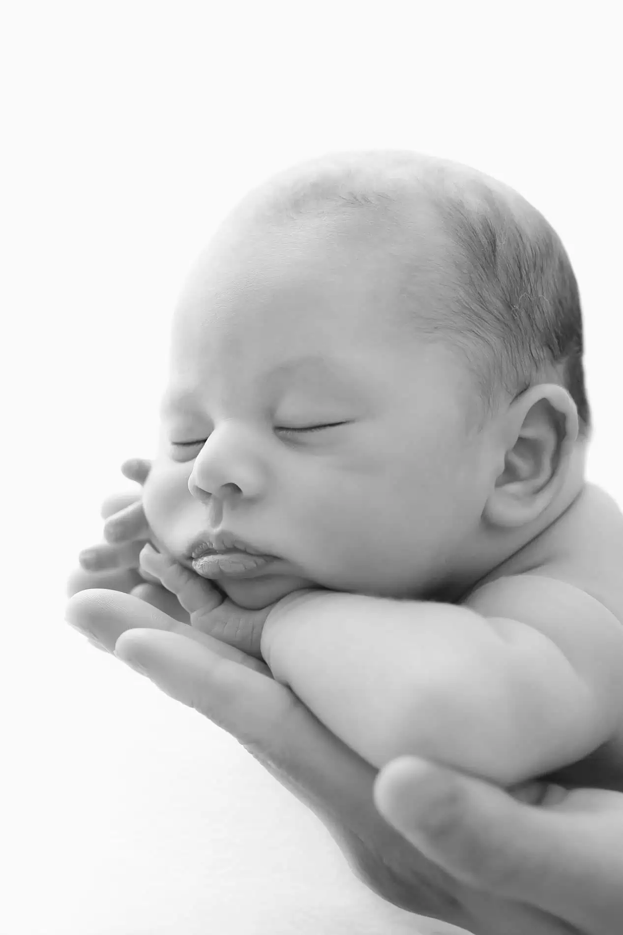 nyfødt i forelders hender fotograf anna carlsson